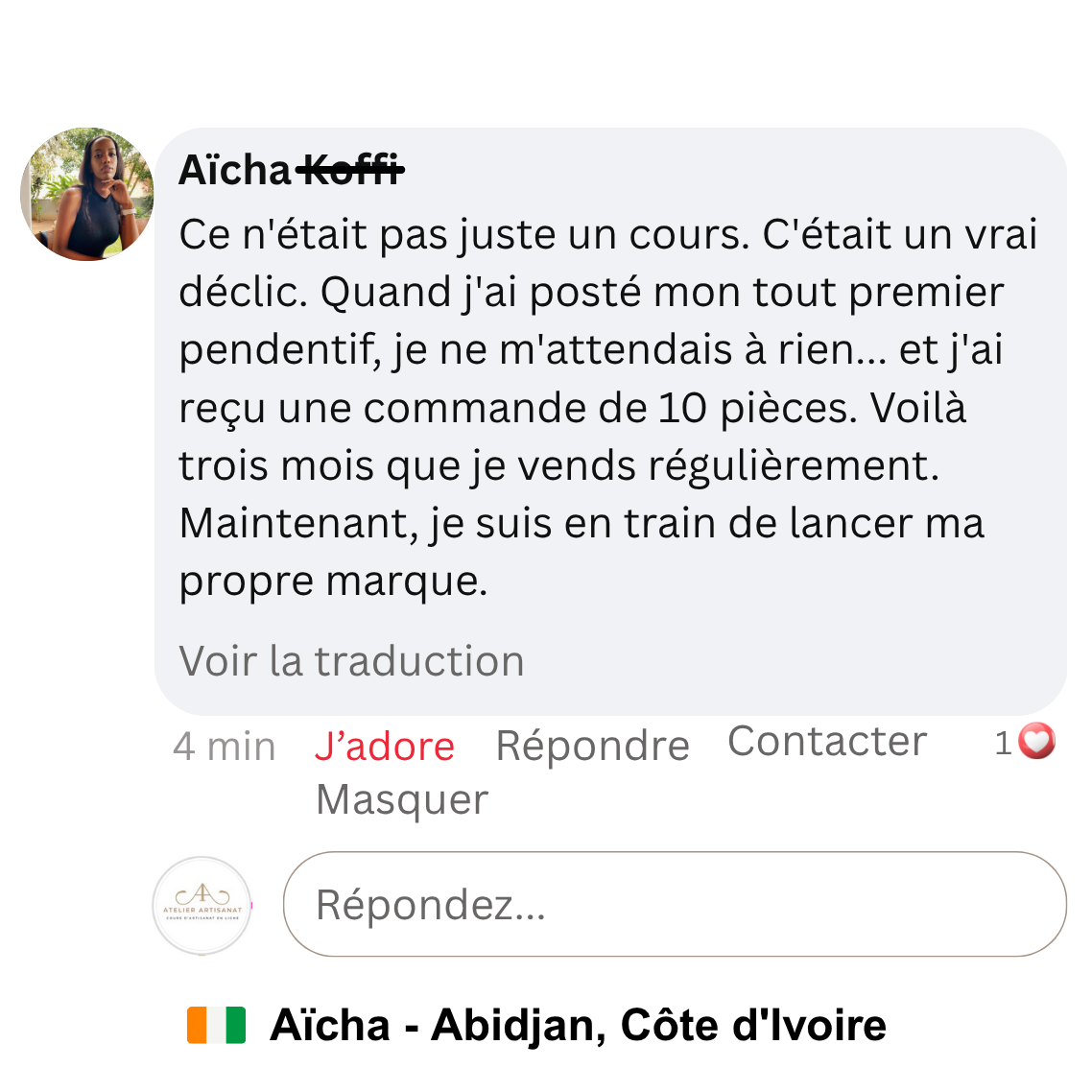Aicha testimonial